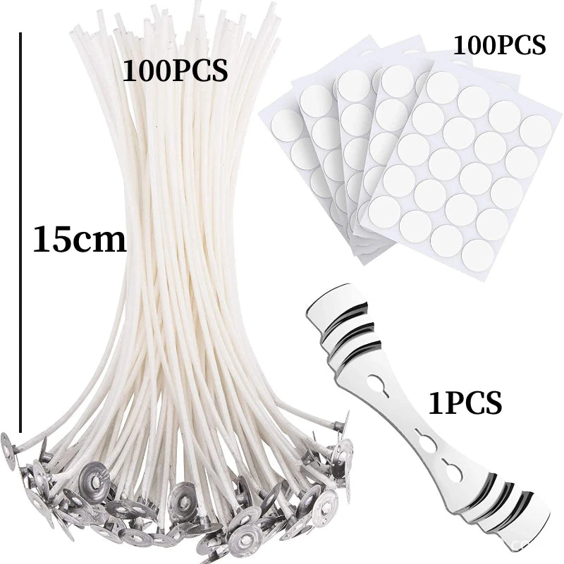 100 pcs Light Candle Wick with Candle Wick Stickers and Candle Wick  Centering Device, for Candle Making Resinarthub